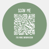 Sage Green | Zakelijke QR-code scanbaar Ronde Sticker (Voorkant)
