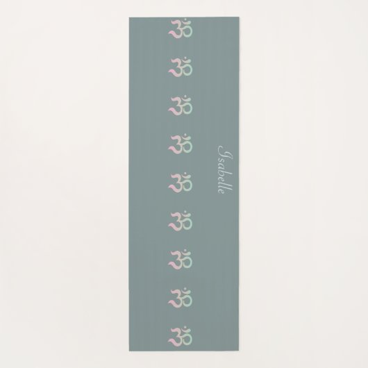 Sage Green Zen Om Pastel Custom Name Yogamat (Achterkant)