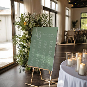 Sage Green Zitplaatskaart botanische meetkunde Poster