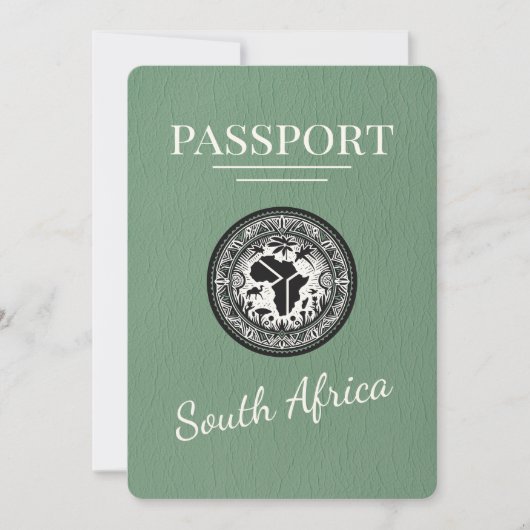 Sage Green Zuid-Afrika Paspoort Save The Date (Voorkant)