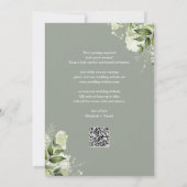 Sage Greenery Bloemen Typografie QR Code Huwelijk Save The Date (Achterkant)