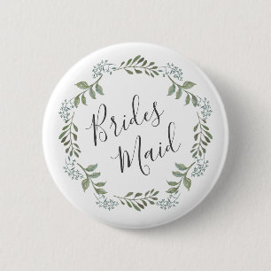 Sage Greenery Botanical Wreatbridesmaid Ronde Button 5,7 Cm