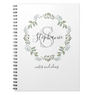 Sage Greenery Botanical Wreatmonogram Notitieboek