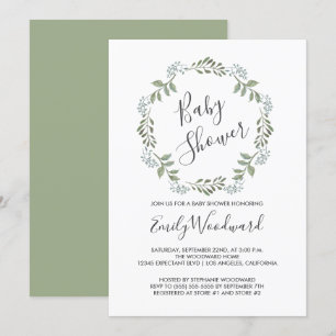 Sage Greenery Botanische Krans Baby Shower Kaart