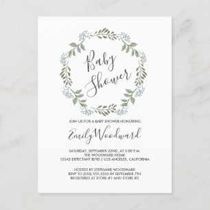 Sage Greenery Botanische Krans Baby Shower Uitnodiging Briefkaart