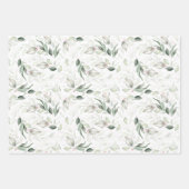 Sage Greenery Elegant Soft Roos Gold Foliage Inpakpapier Vel (Voorkant 2)