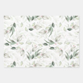 Sage Greenery Elegant Soft Roos Gold Foliage Inpakpapier Vel (Voorkant)
