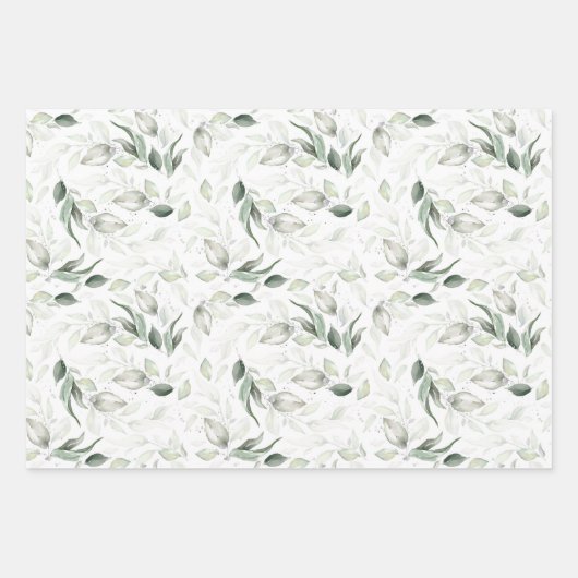 Sage Greenery Elegant Soft Silver Foliage Inpakpapier Vel (Voorkant 2)