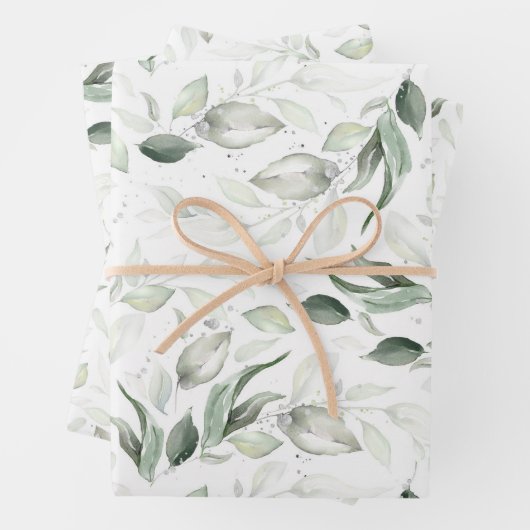 Sage Greenery Elegant Soft Silver Foliage Inpakpapier Vel (In situ)