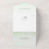 Sage Greenery en Gold Leaves Elegant Wedding All In One Uitnodiging (Buitenkant)