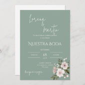 Sage Greenery Faire-part de mariage espagnol (Devant / Derrière)