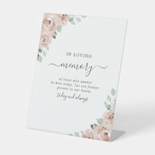 Sage Greenery Floral Dusty Roos Memory Wedding Reclamebord Met Voetstuk