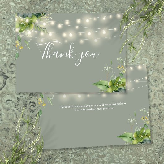 Sage Greenery Floral String Lights Bedankkaart