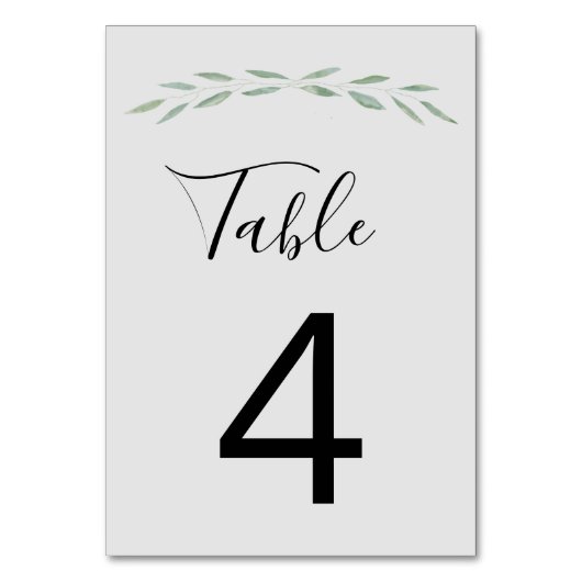 Sage Greenery Mariage Numéro de tableau Cartes (Dos)