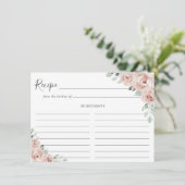 Sage Greenery Pink Floral Dusty Roos Recipe Kaart (Staand voorkant)