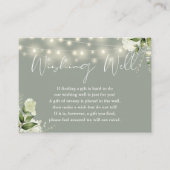 Sage Greenery String Lights Wishing Well Wedding Informatiekaartje (Voorkant)