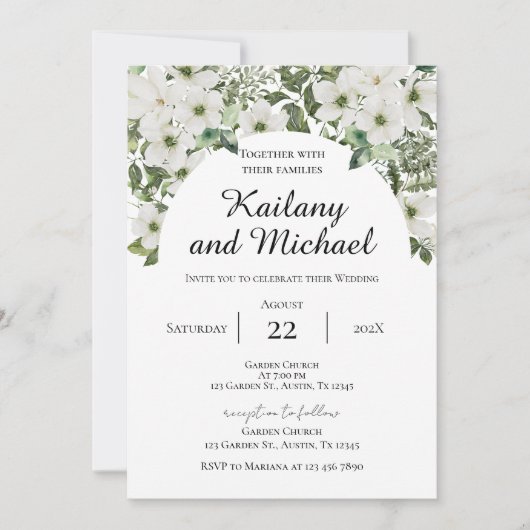 Sage Greenery Wedding Invitation (Devant)