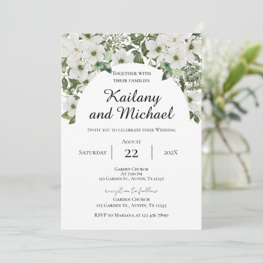 Sage Greenery Wedding Invitation (Debout devant)