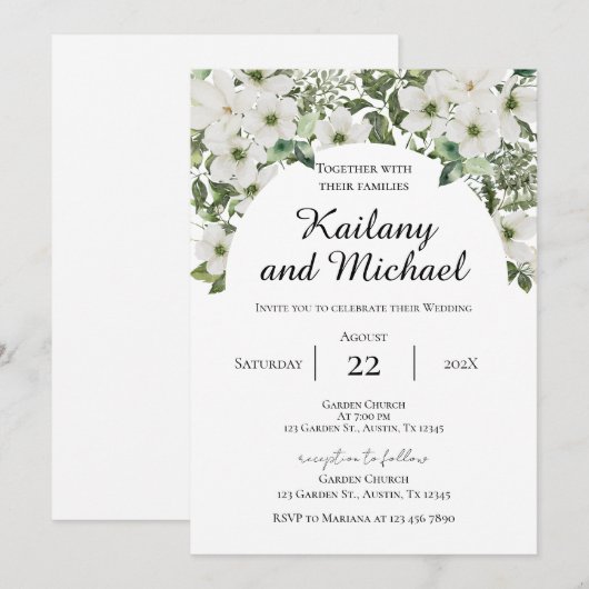 Sage Greenery Wedding Invitation (Devant / Derrière)