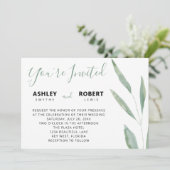Sage Greenery Wedding Invitation, botanisch Kaart (Staand voorkant)