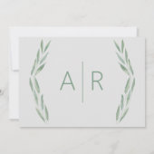 Sage Greenery Wedding Invitation, botanisch Kaart (Achterkant)