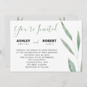 Sage Greenery Wedding Invitation, botanisch Kaart (Voorkant / Achterkant)