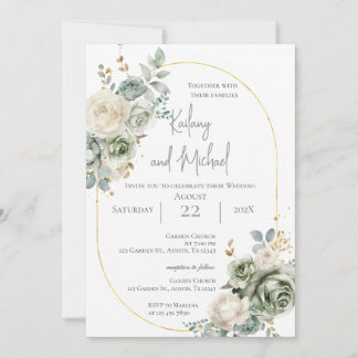Sage Greenery Wedding Invitation Kaart