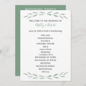Sage Greenery Wedding Programme, Programme Botaniq (Devant / Derrière)