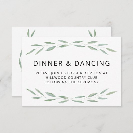 Sage Greenery Wedding Reception Kaart, botanisch Informatiekaartje (Voorkant / Achterkant)