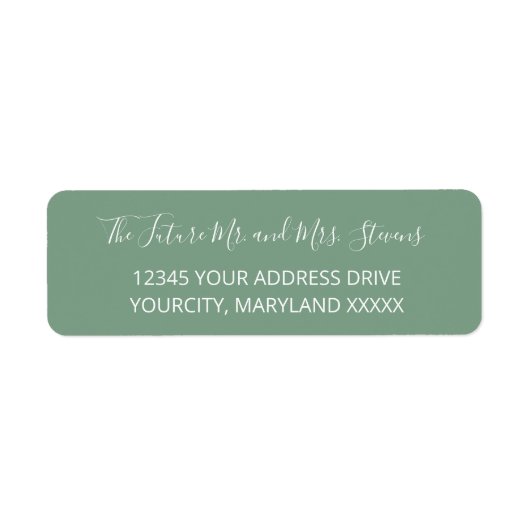 Sage Greenery Wedding Return Label (Voorkant)