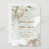 Sage Greenery White Rose Wedding Kaart (Voorkant)