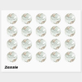 Sage Greenery White Rose Wedding Ronde Sticker (Vel)