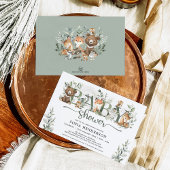 Sage Greenery Woodland Dieren Neutraal Baby shower Kaart