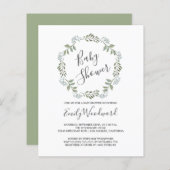 Sage Greenery Wreath Baby shower Invitation (Voorkant / Achterkant)