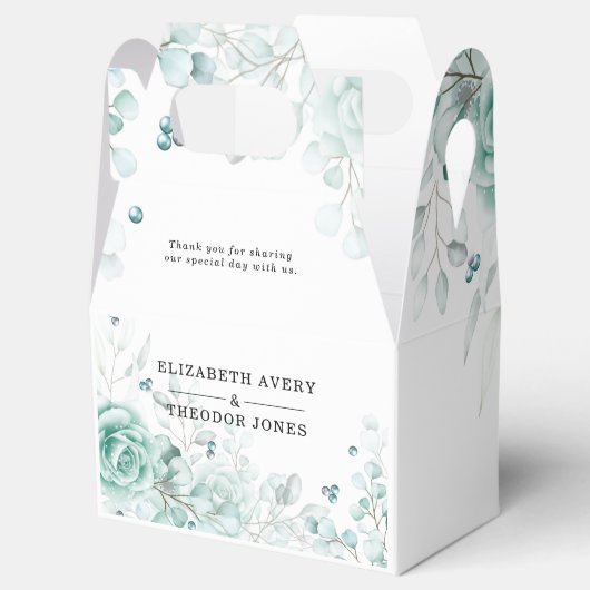 Sage greens Bloemenbruiloft gepersonaliseerd Bedankdoosjes (Geopend)