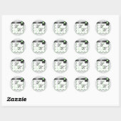 Sage & Grey Damask Stickers Double Monogramme (Feuille)