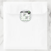 Sage & Grey Damask Stickers Double Monogramme (Sac)