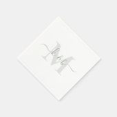 Sage & Grey Monogram Swash Script Witte Cocktail Servet (Hoek)