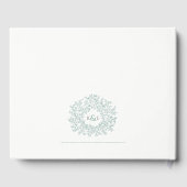 Sage grijze witte bladmonogram bruiloft gastenboek (Achterkant)