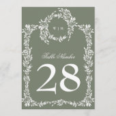 Sage Groen 5 x 7 Monogram Krans Tafel Nummers (Voorkant)