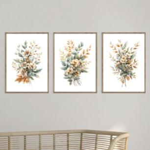 Sage Groen Beige Neutrale Kleuren Botanische Bloem Muurkunst Sets
