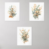 Sage Groen Beige Neutrale Kleuren Botanische Bloem Muurkunst Sets (Voorkant)