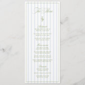 Sage Groen & Blauw Gestreept Trouwmenu Menu (Voorkant)