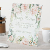 Sage Groen Bloemen Baby shower Baby Kisses Spel Reclamebord Met Voetstuk (Insitu)