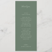 Sage Groen Bloemen Bruiloft Menu en Dank u (Achterkant)