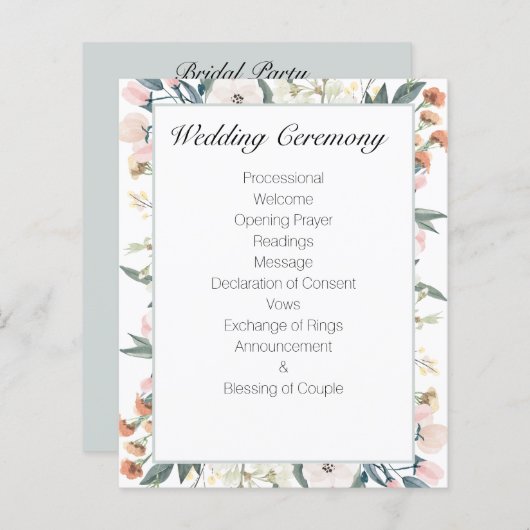 Sage Groen Bloemen Bruiloft Programma (Voorkant / Achterkant)