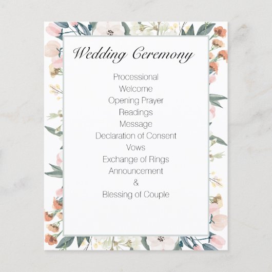 Sage Groen Bloemen Bruiloft Programma (Voorkant)