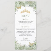 Sage Groen Bloemen Goud Quinceanera Verjaardagsmen Programma (Voorkant)