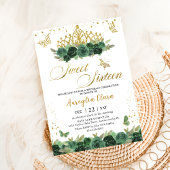 Sage Groen Bloemen Goud Zoet Zestien 16 Verjaardag Kaart