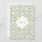 Sage Groen Bloemen Gouden Boog Moslim Bruiloft Kaart (Achterkant)